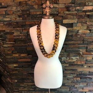 Alicia D Amber & Brown Marbled Resin Long Necklace